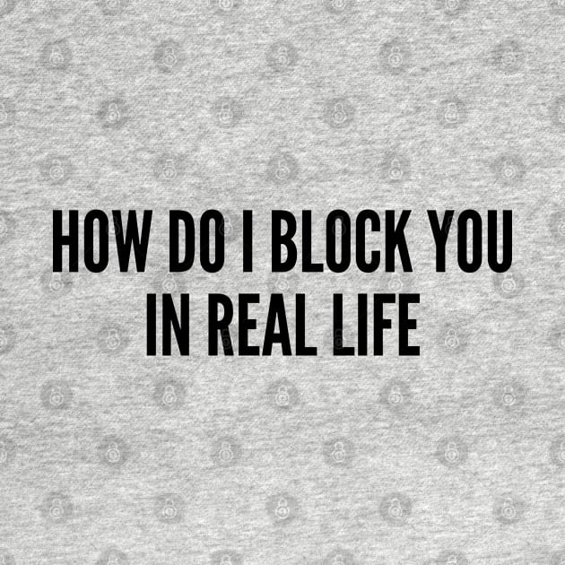 Annoying - How Do I Block You In Real Life - Funny Joke Statement Humor Slogan by sillyslogans